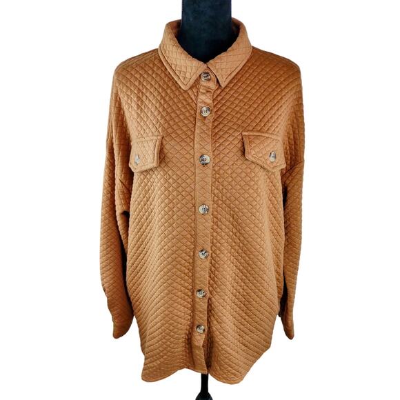Zesica Jackets & Blazers - ZESICA Women's Quilted Jacket 2X Brown Winter Casual Semi Formal Cozy